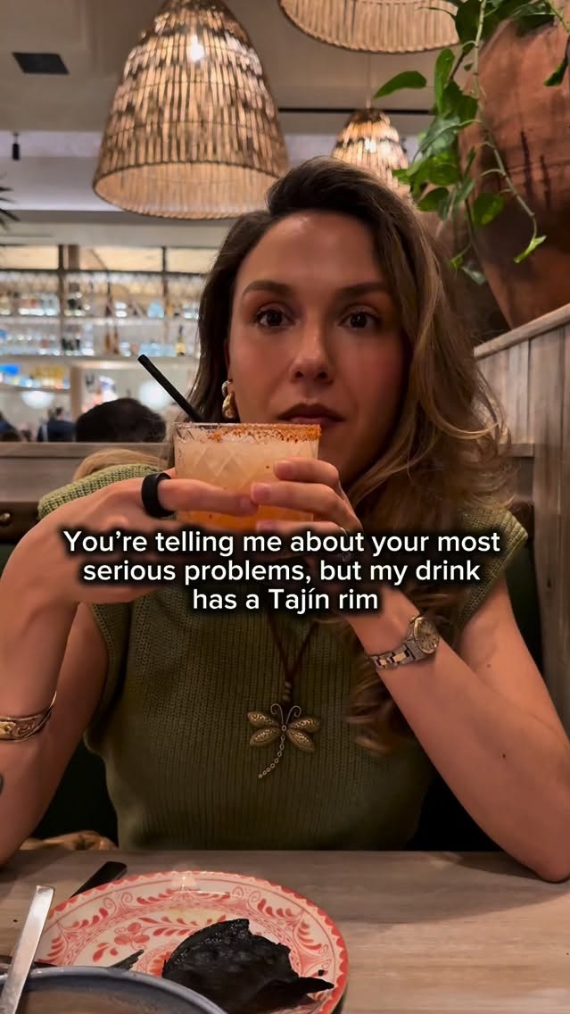 Trying to be a good friend but my drink has a Tajín rim
